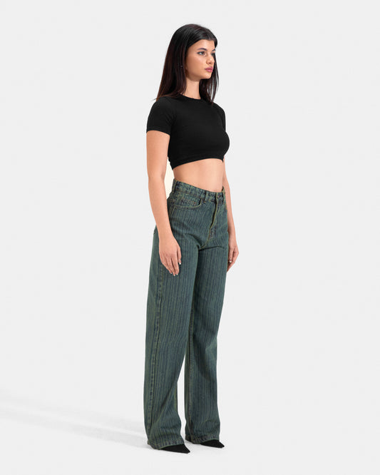 The Striped Jeans - Cielo Green