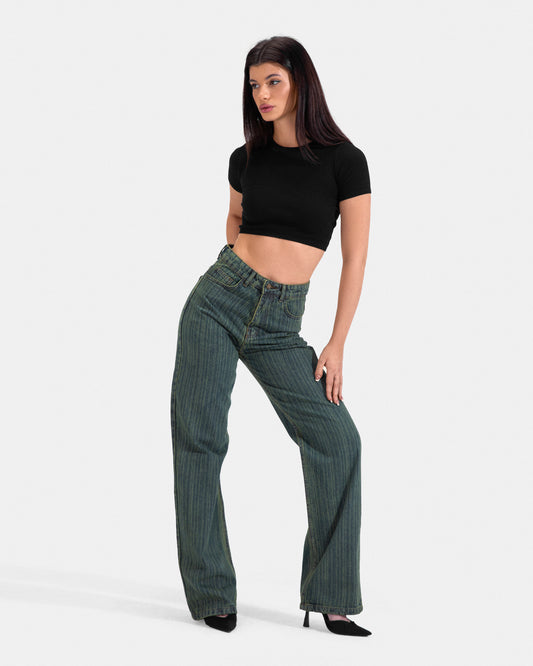 The Striped Jeans - Cielo Green