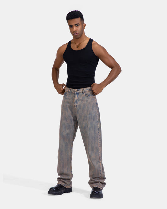 The Striped Jeans - BEIGE