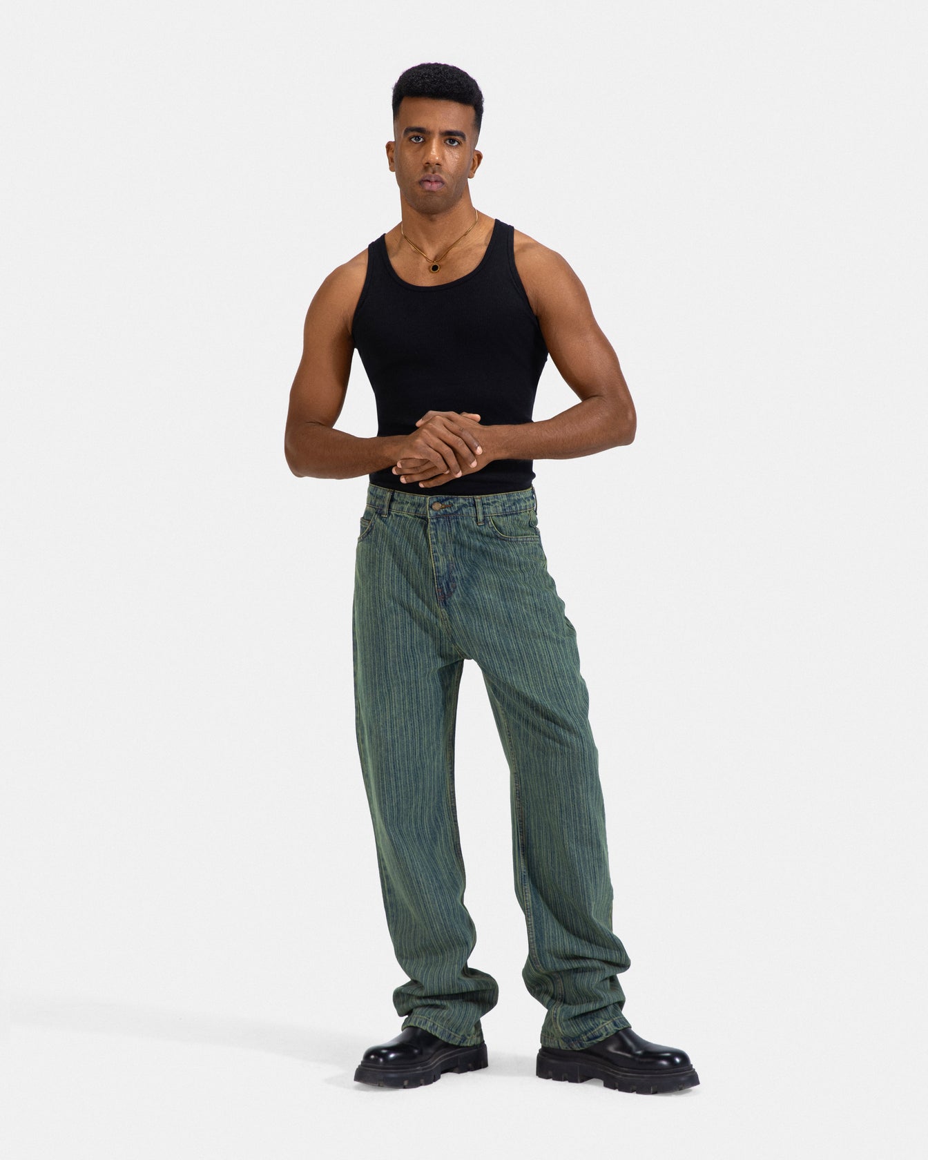 The Striped Jeans - Cielo Green