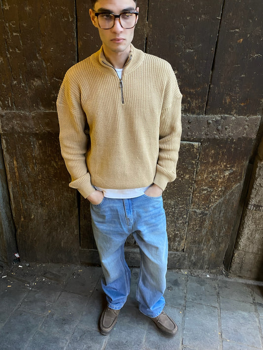 Halfline Zipper- Cream