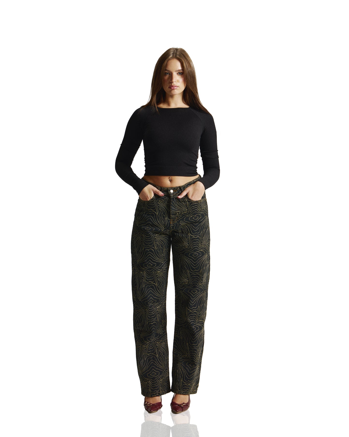 Embroidery Denim - Golden Ink