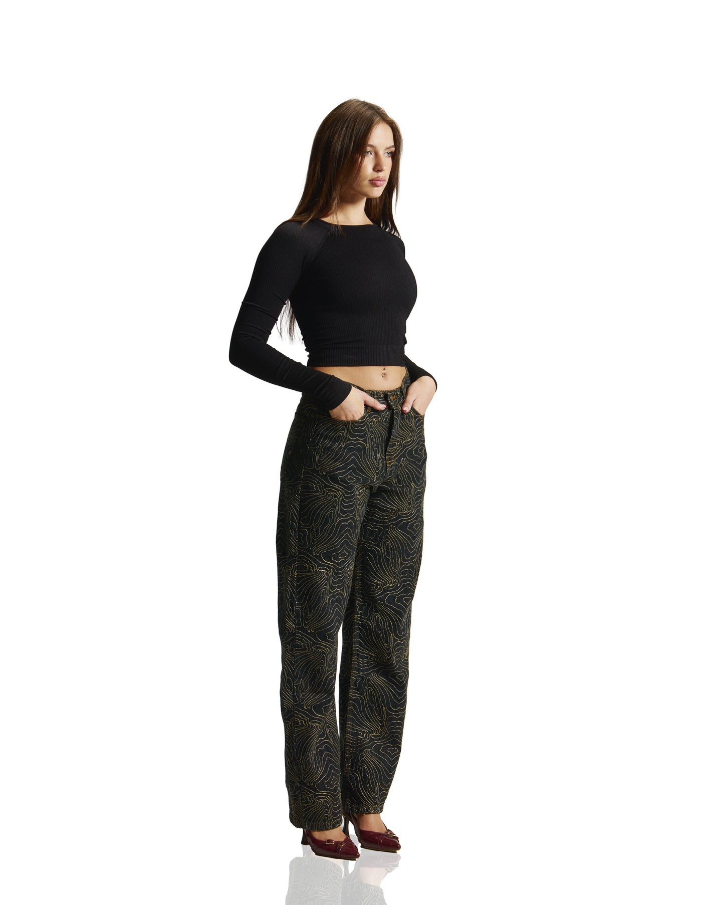 Embroidery Denim - Golden Ink