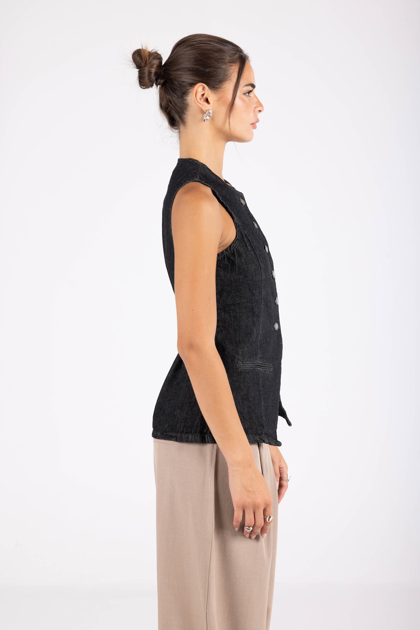 Denim Vest -Coal