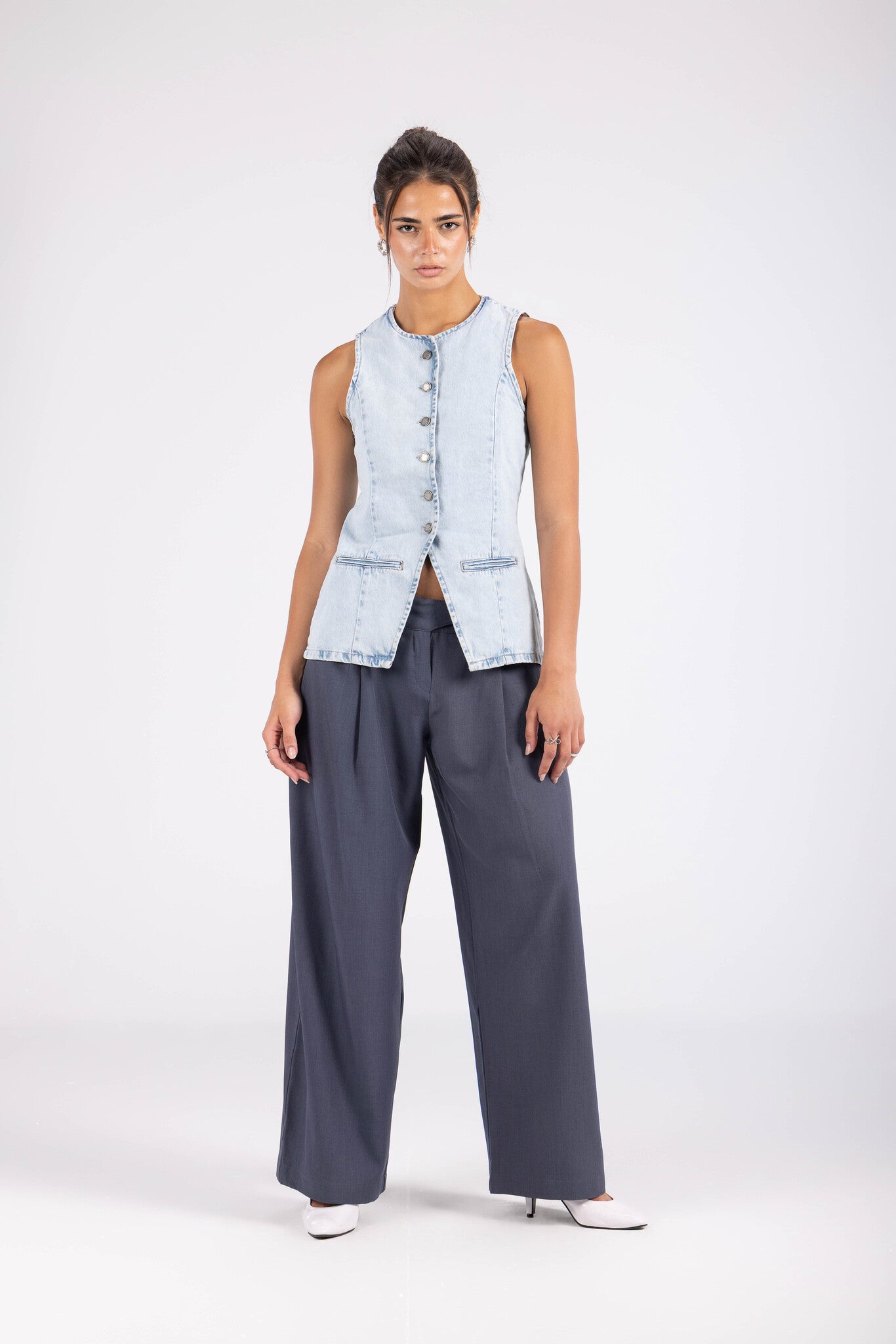Denim Vest - Ice