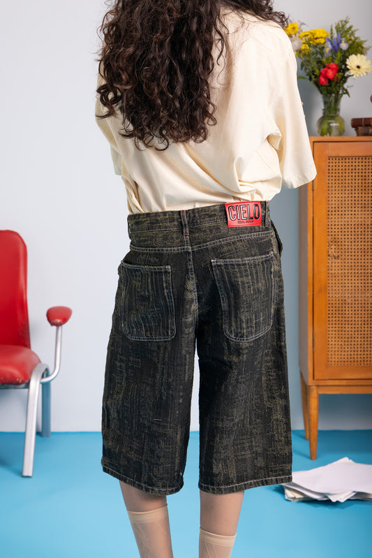 Distressed Jorts - Mud