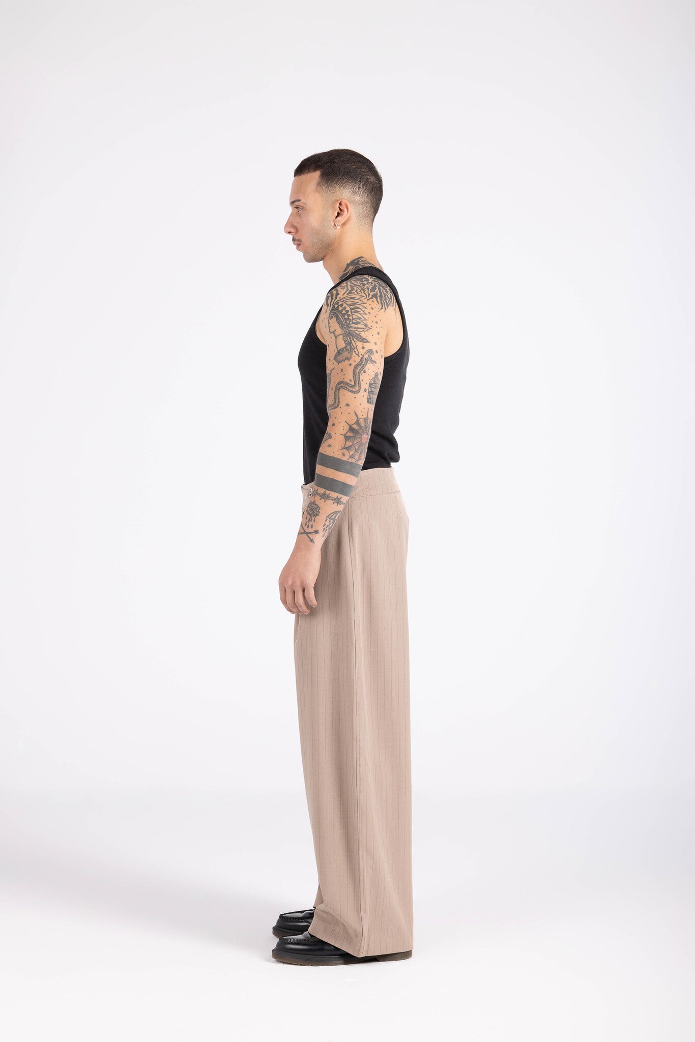 Striped Cinch Trouser- Camel