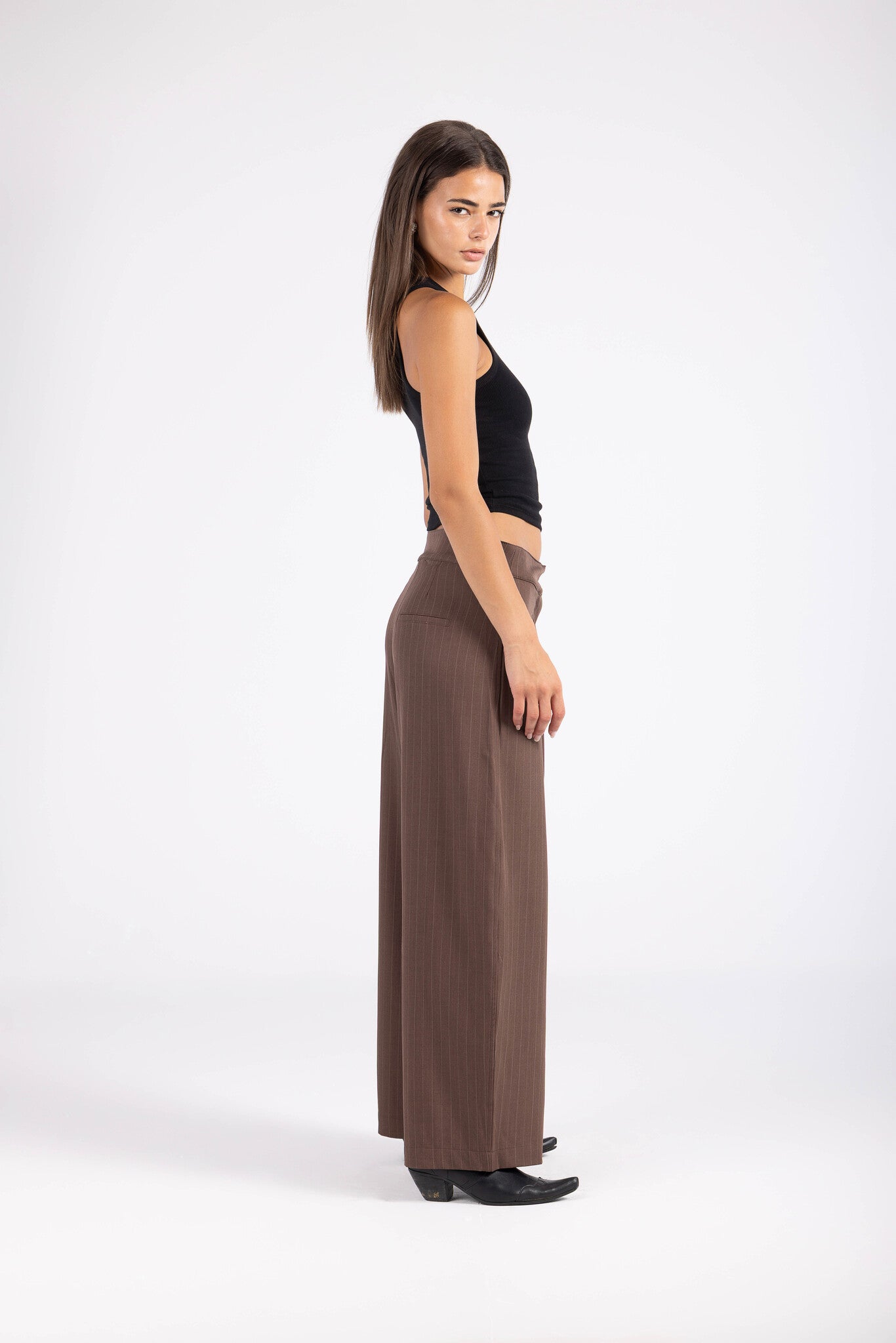 Striped Cinch Trousers - Brown