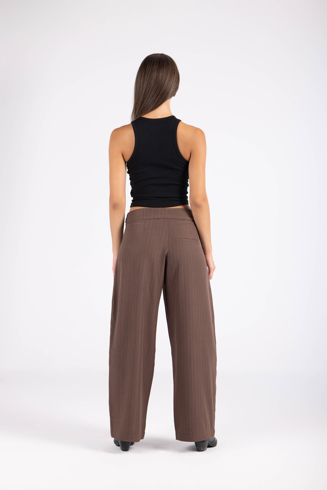 Striped Cinch Trousers - Brown