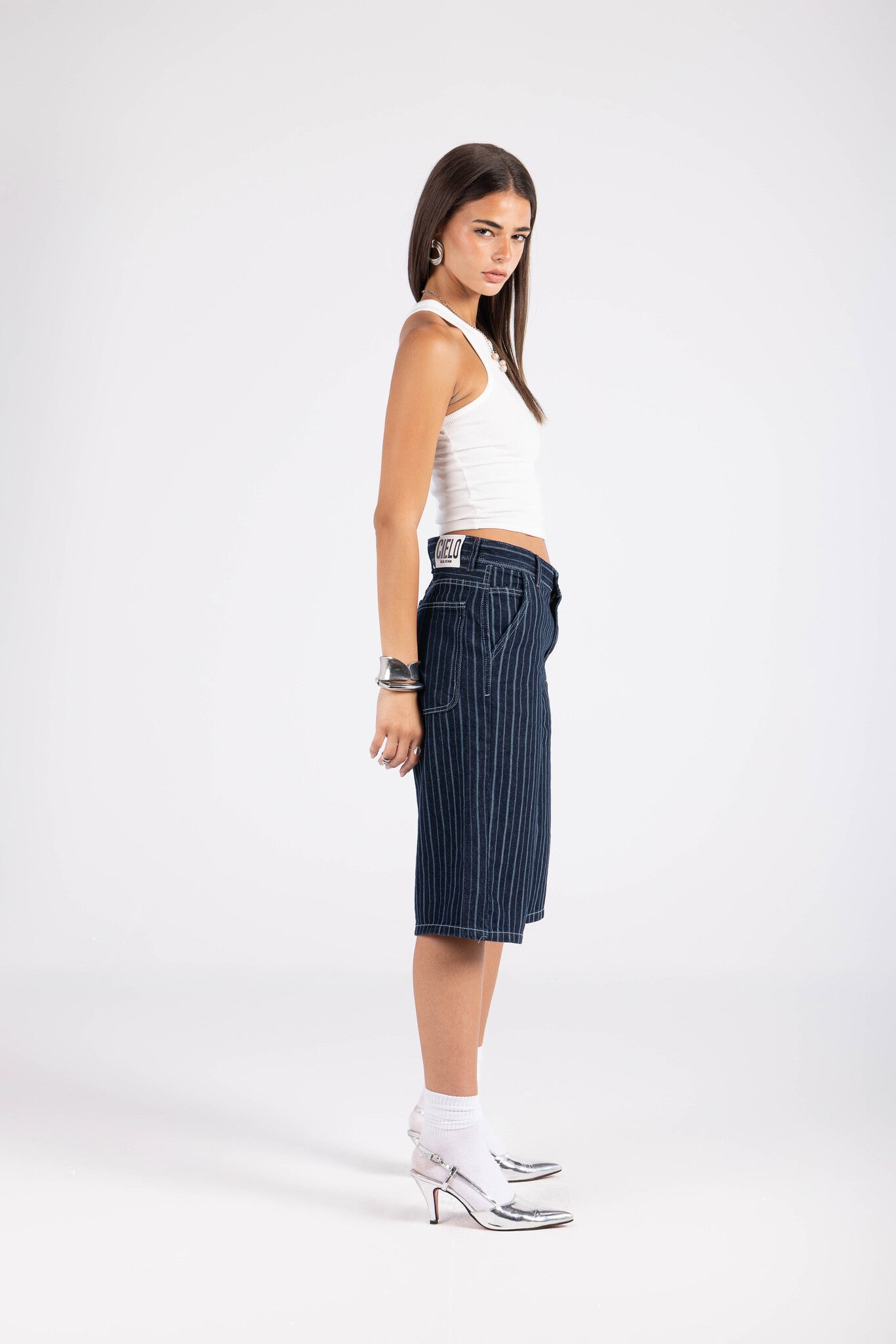 Striped Jort - Blue