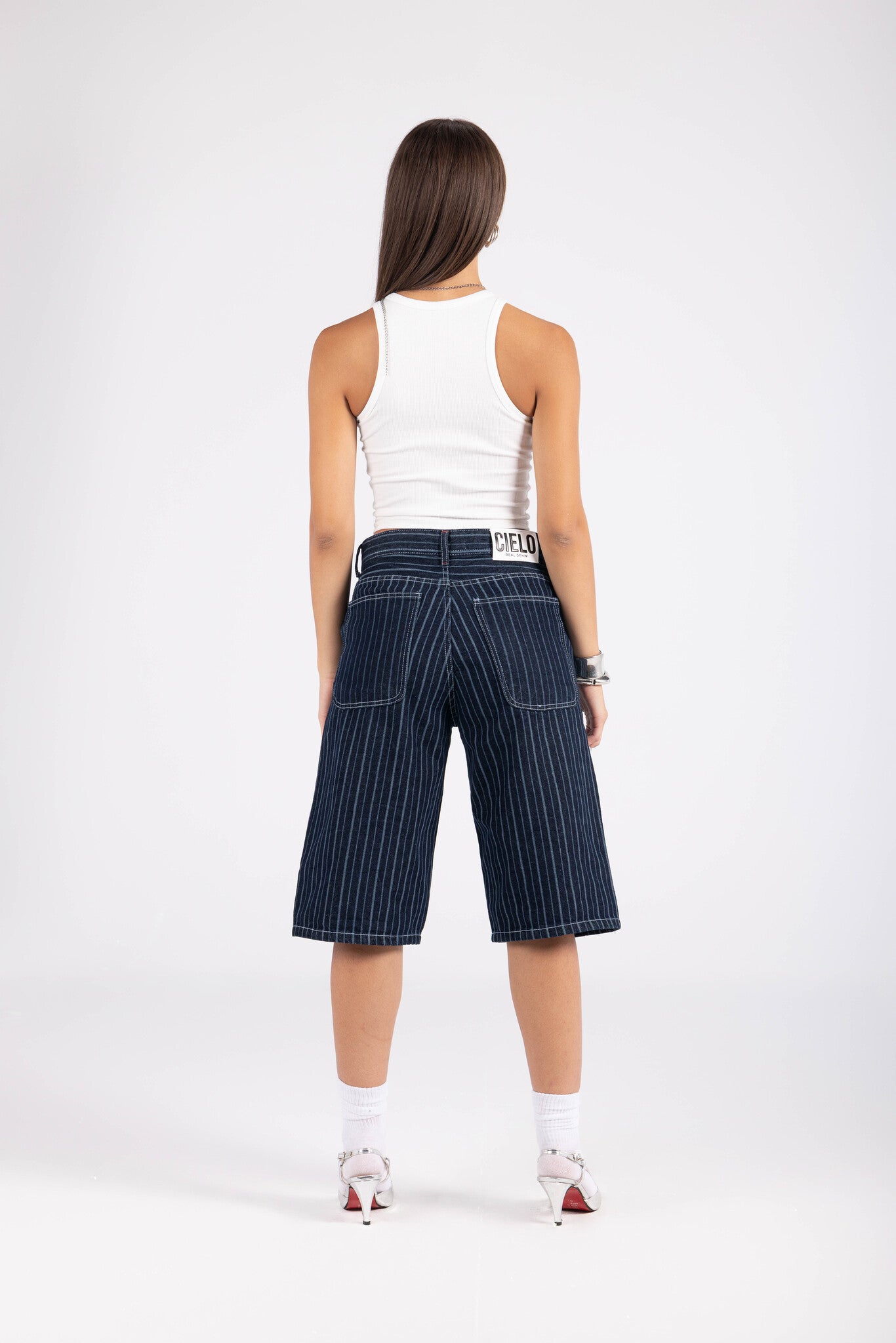Striped Jort - Blue