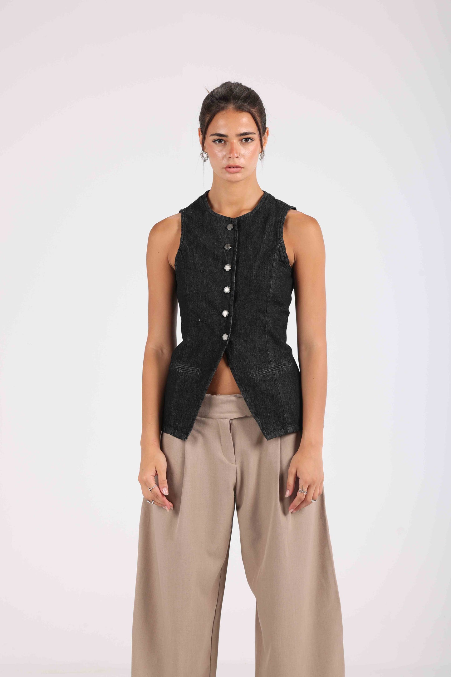 Denim Vest -Coal