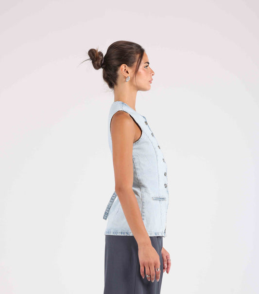Denim Vest - Ice