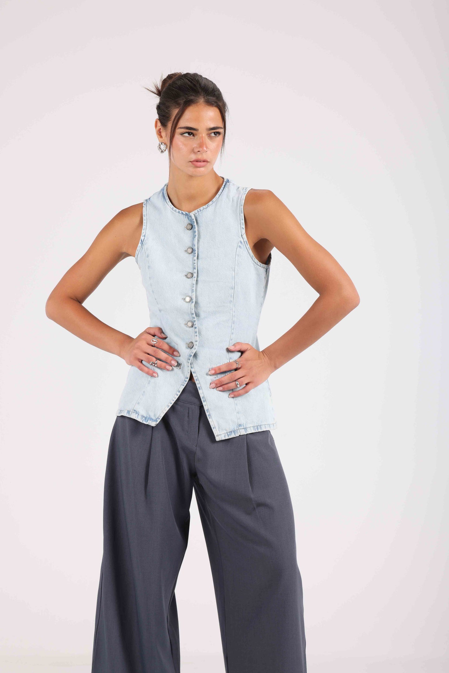 Denim Vest - Ice