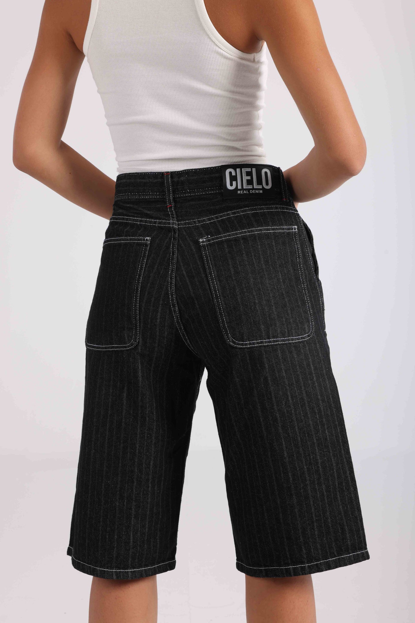 Striped Jort - Black