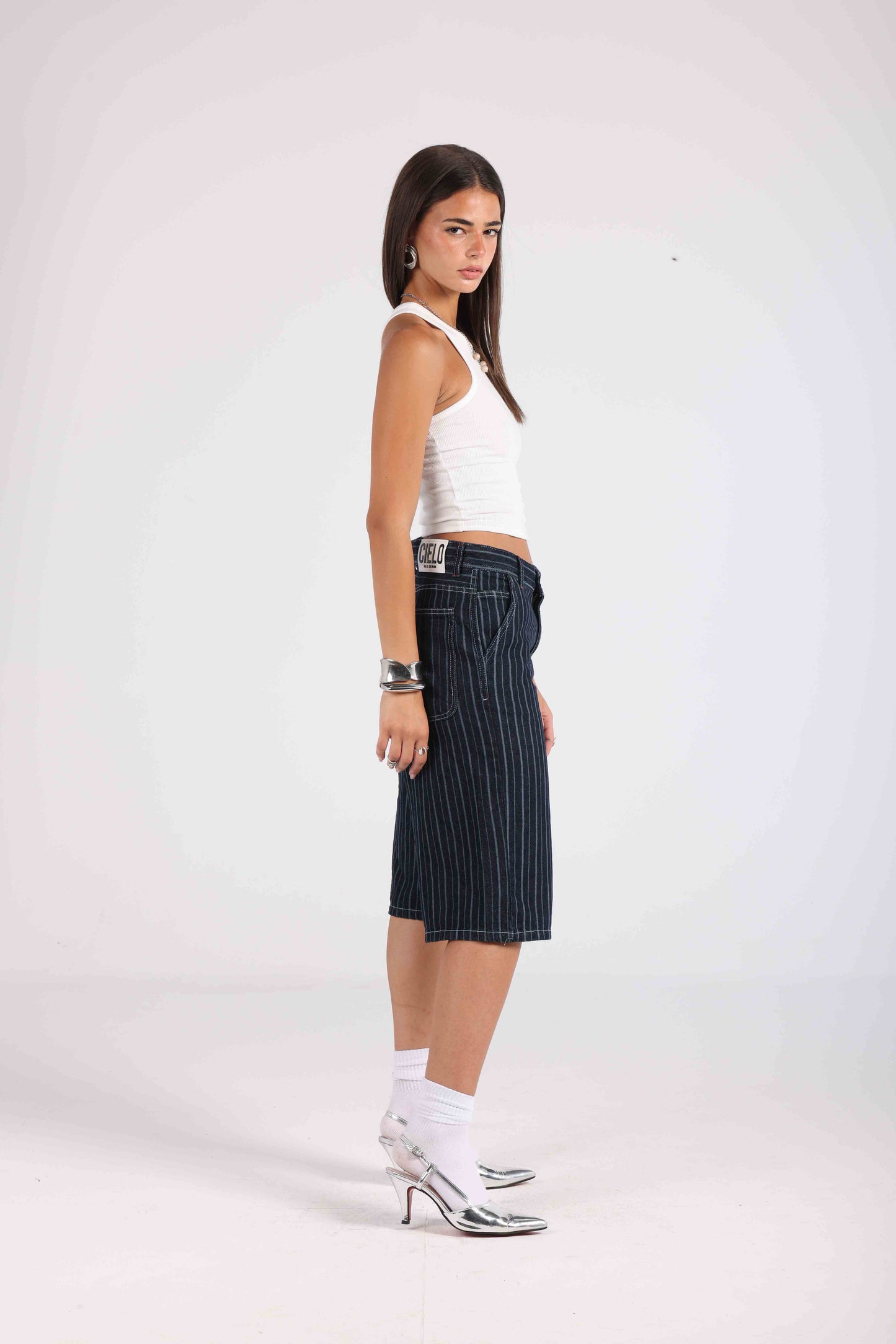 Striped Jort - Blue