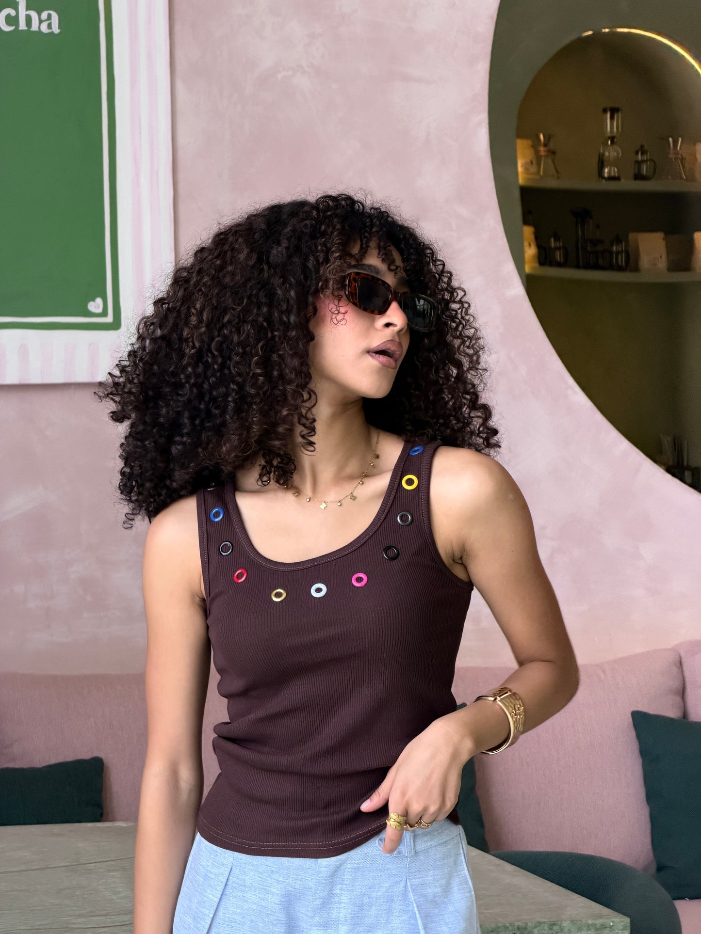 Play Tank Top - Brown Mix