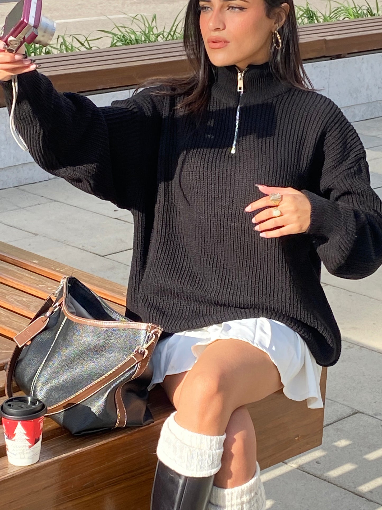 Halfline Zipper- Coal