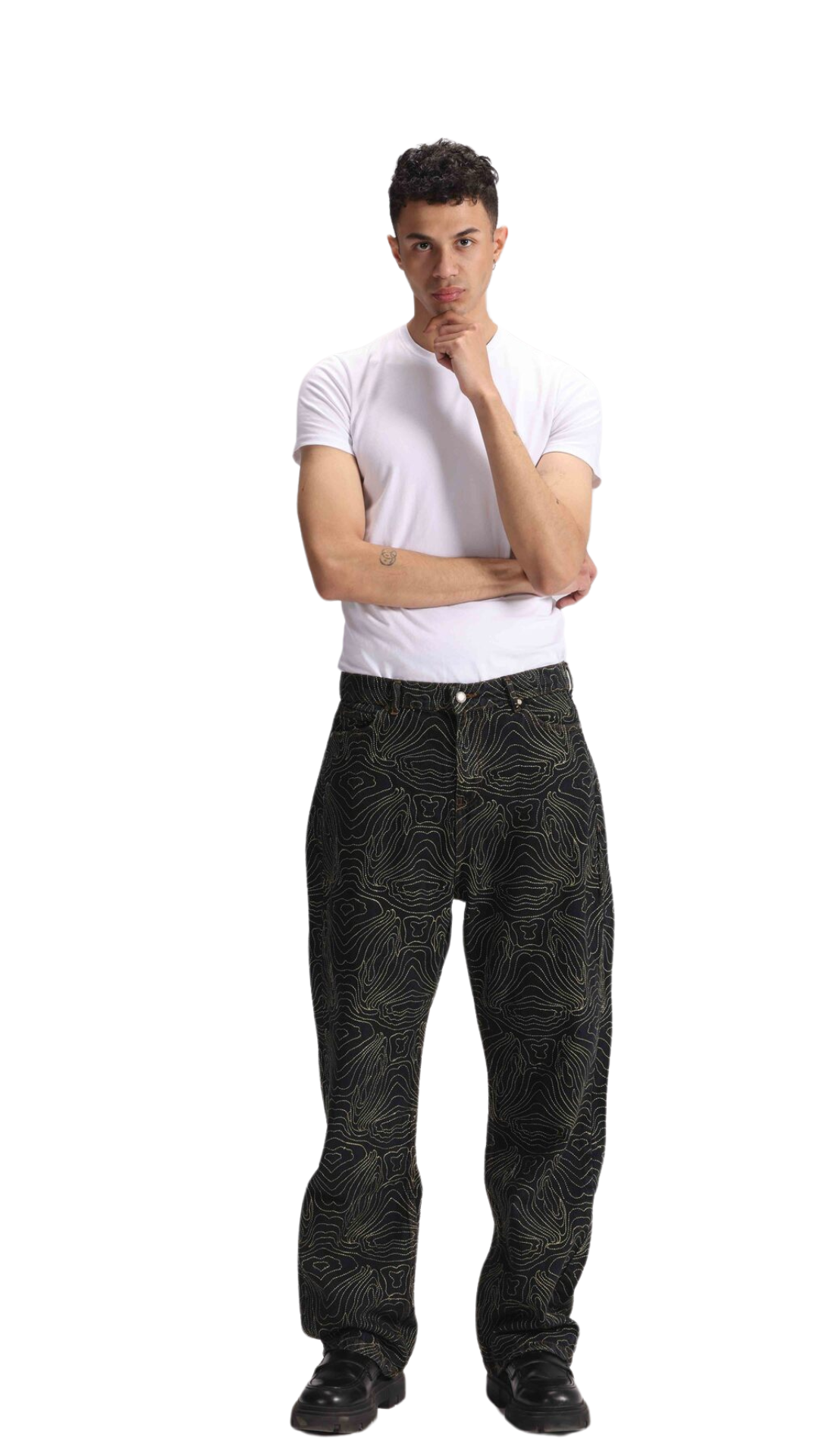 Embroidery Denim - Golden Ink