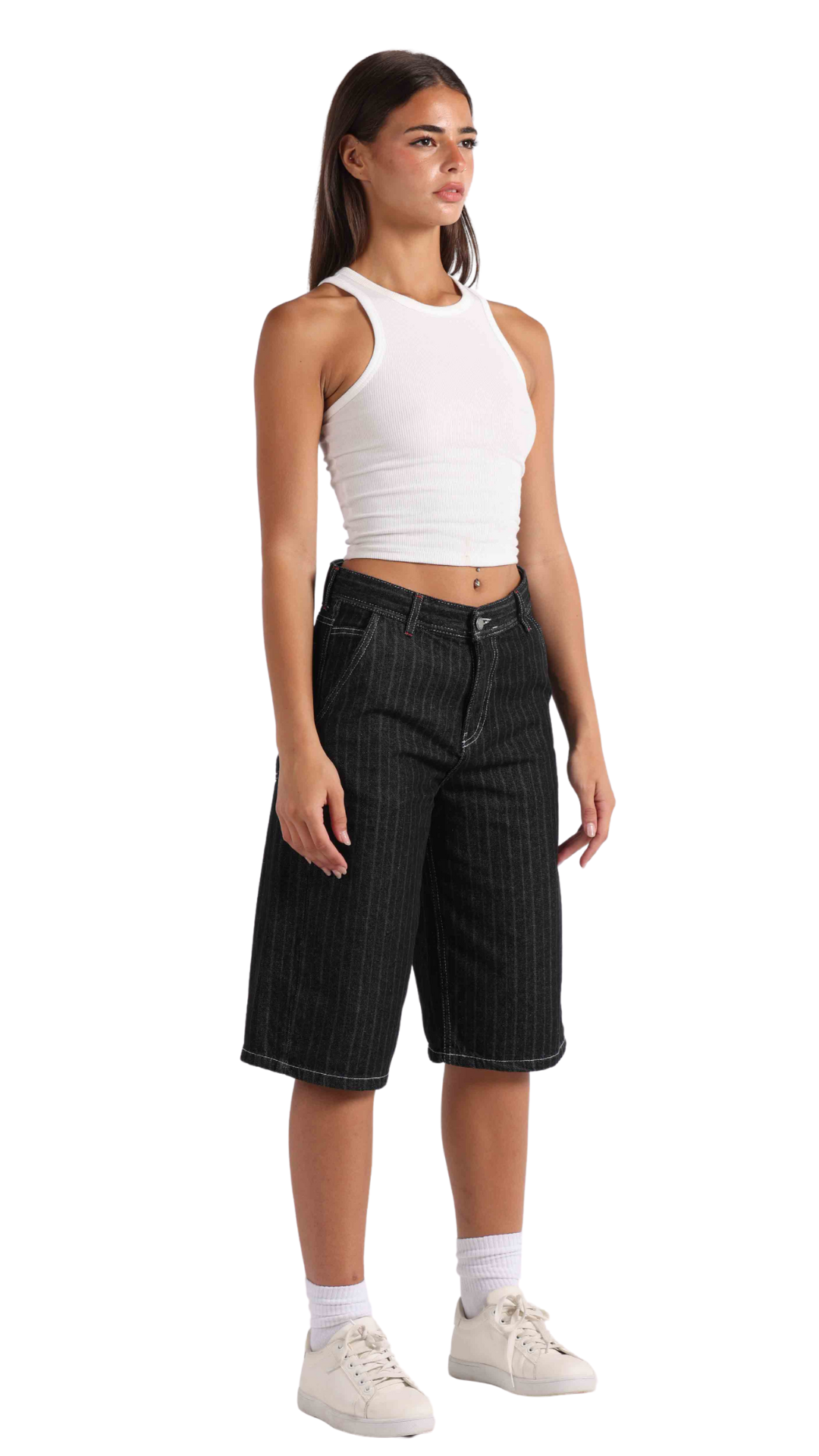 Striped Jort - Black