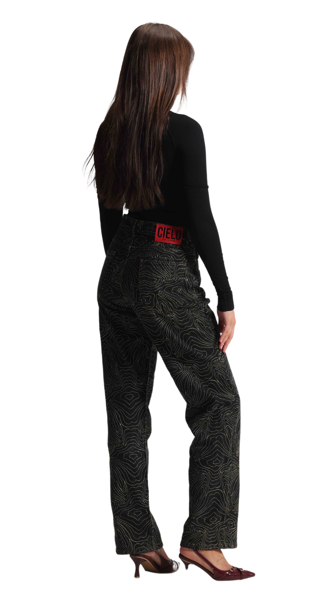 Embroidery Denim - Golden Ink