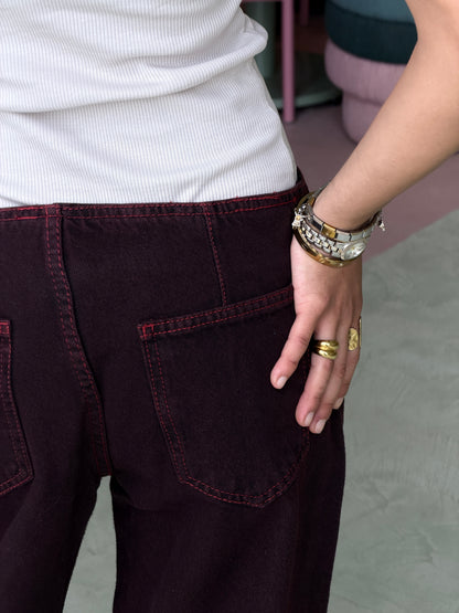 No Waist Denim Studs - Cielo Red