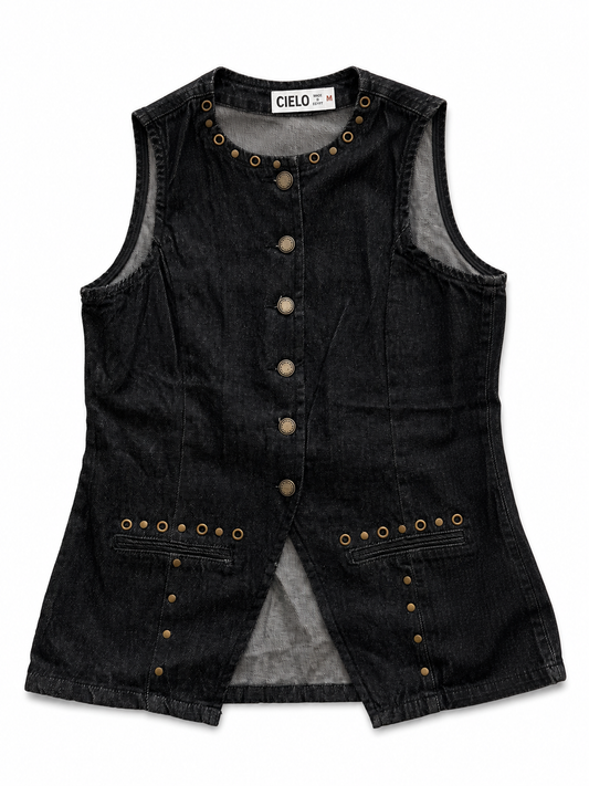 Denim Vest -Coal Studs