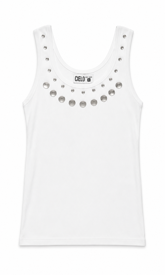 Play Tank Top -  White Silver