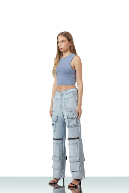 MULTI POCKET JEANS - LIGHT BLUE