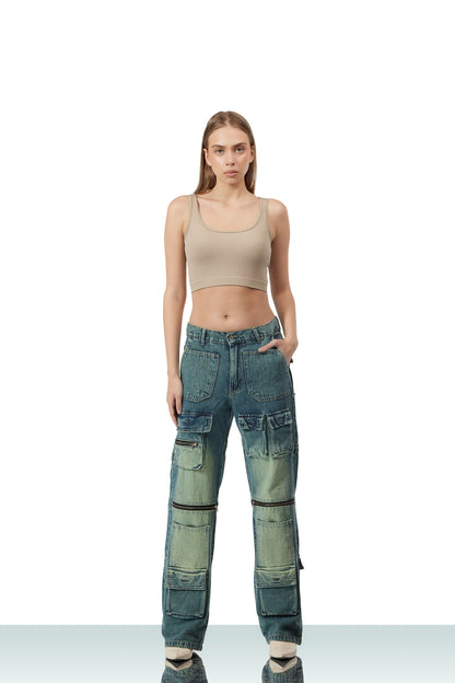 MULTI POCKET JEANS - CIELO GREEN