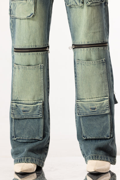 MULTI POCKET JEANS - CIELO GREEN