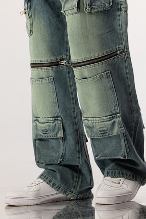 MULTI POCKET JEANS - CIELO GREEN