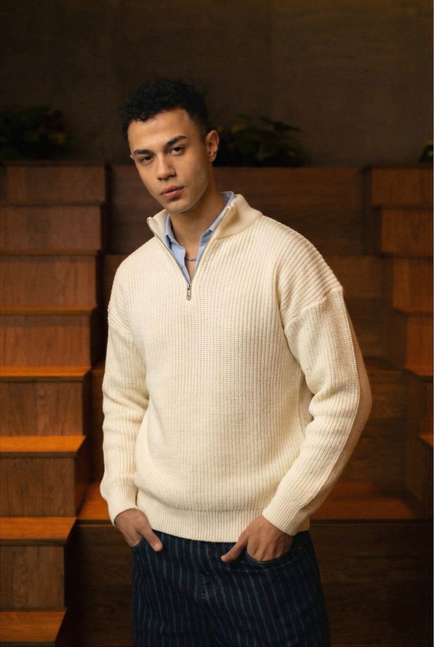 Halfline Zipper- White