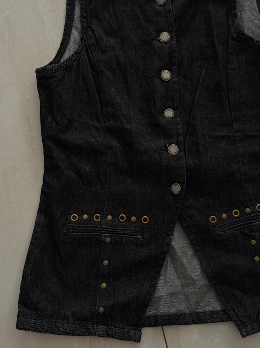Denim Vest -Coal Studs