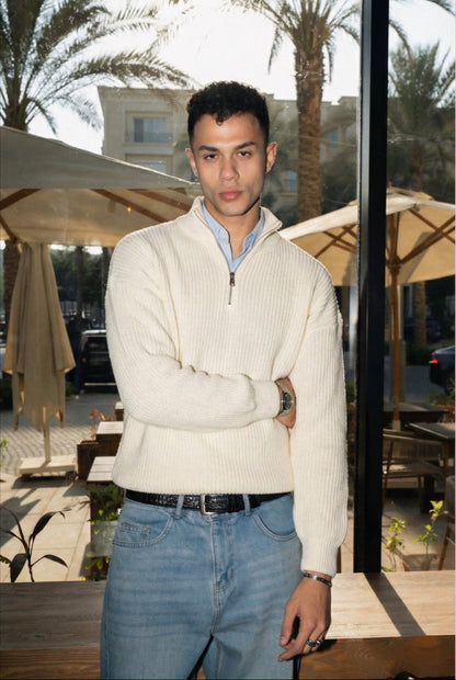 Halfline Zipper- White