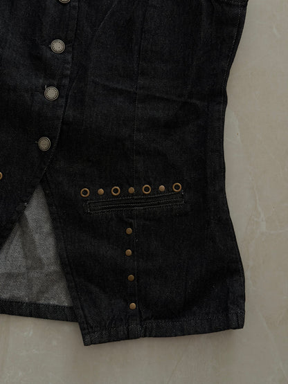 Denim Vest -Coal Studs