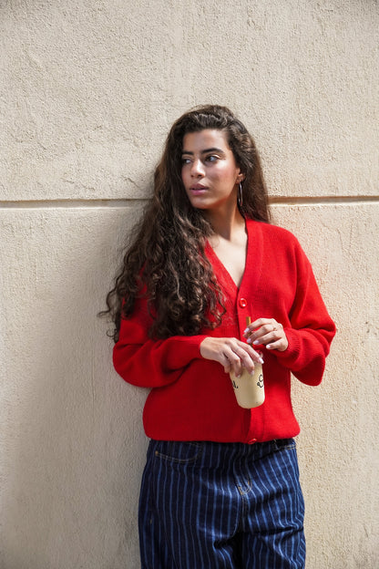 Knitted Cardigan - Cielo Red