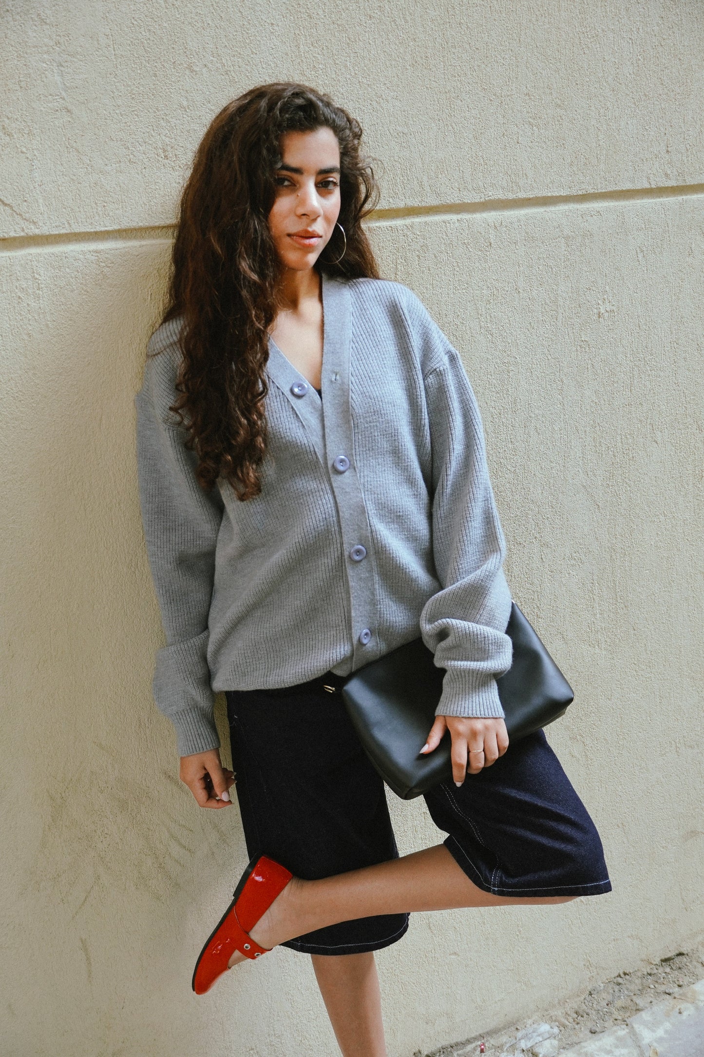 Knitted Cardigan -Silver