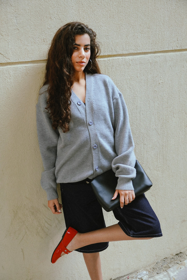 Knitted Cardigan -Silver