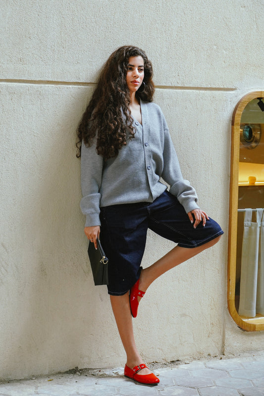 Knitted Cardigan -Silver