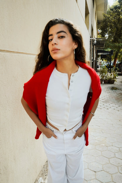 Knitted Cardigan - Cielo Red