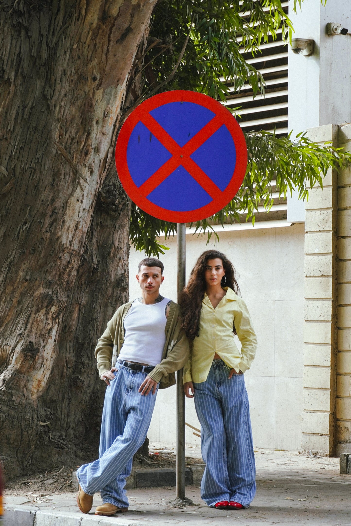 Striped Jeans - Light Blue