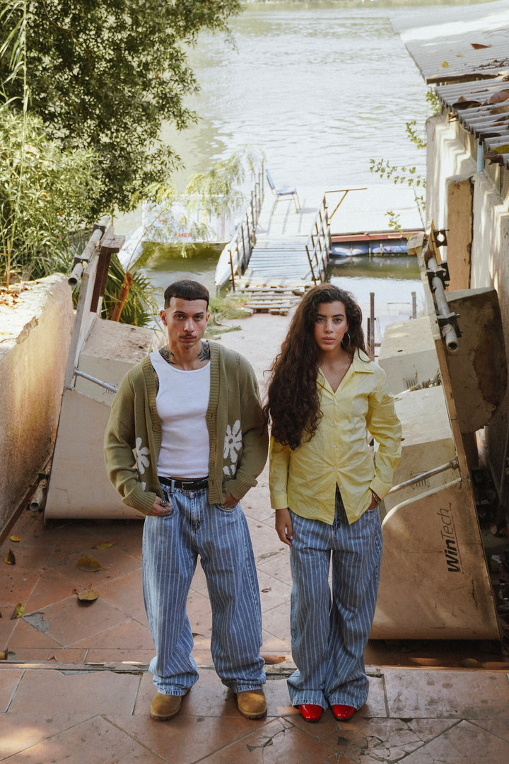 Striped Jeans - Light Blue