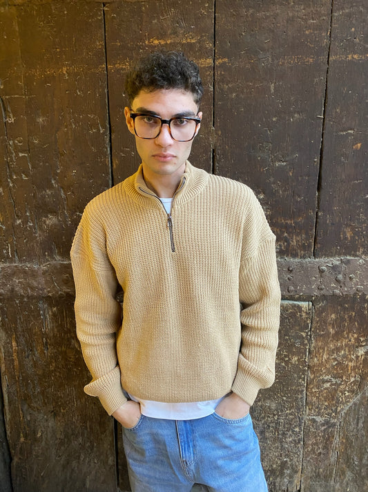 Halfline Zipper-  Cream