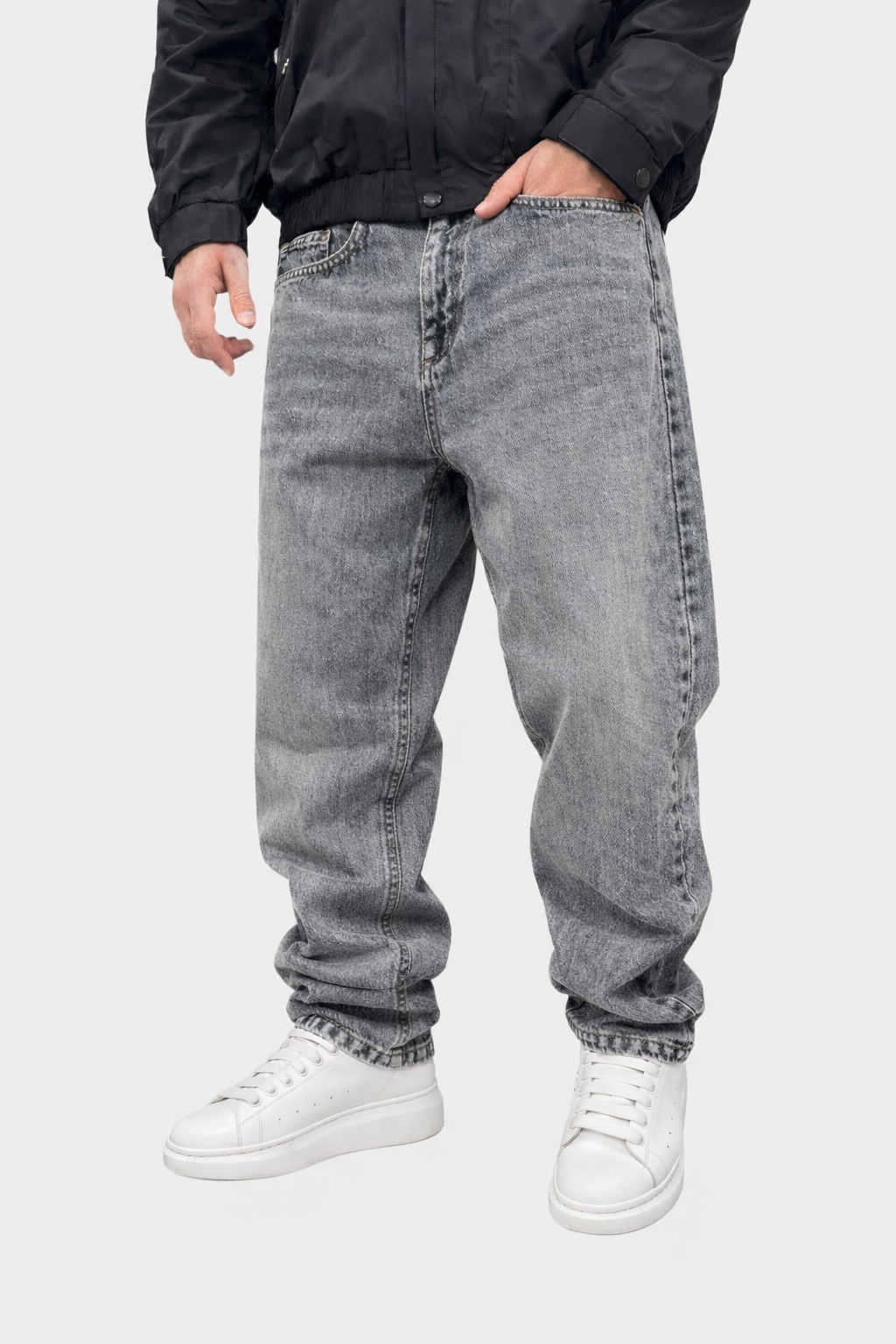 Men's Slim Straight Denim- Grey