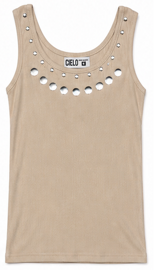 Play Tank Top - Beige Silver