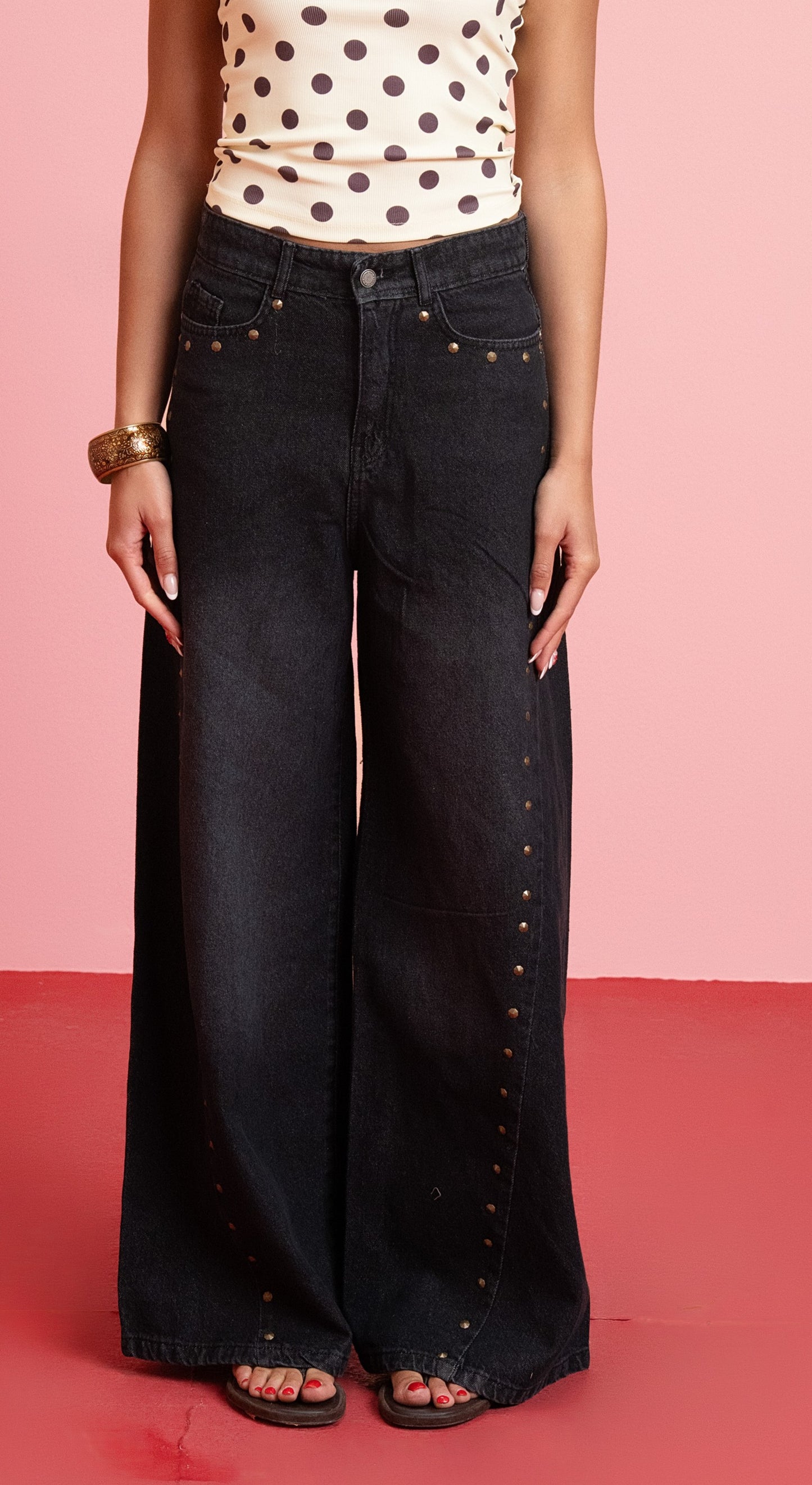 Heat Jeans- Studs Black