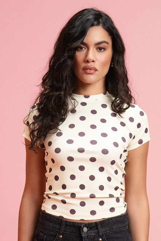 Polka dots Top - Toffee Cream