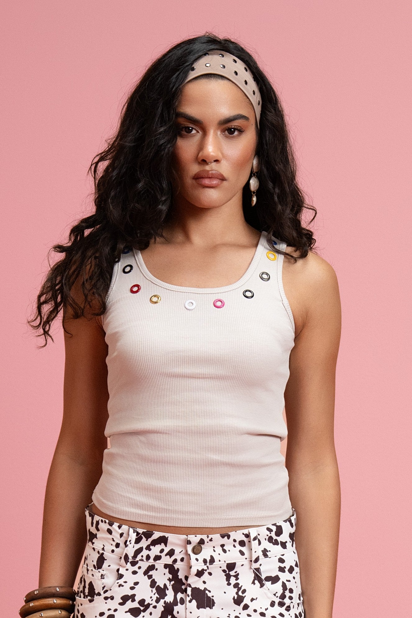 Play Tank Top - Beige ْMix