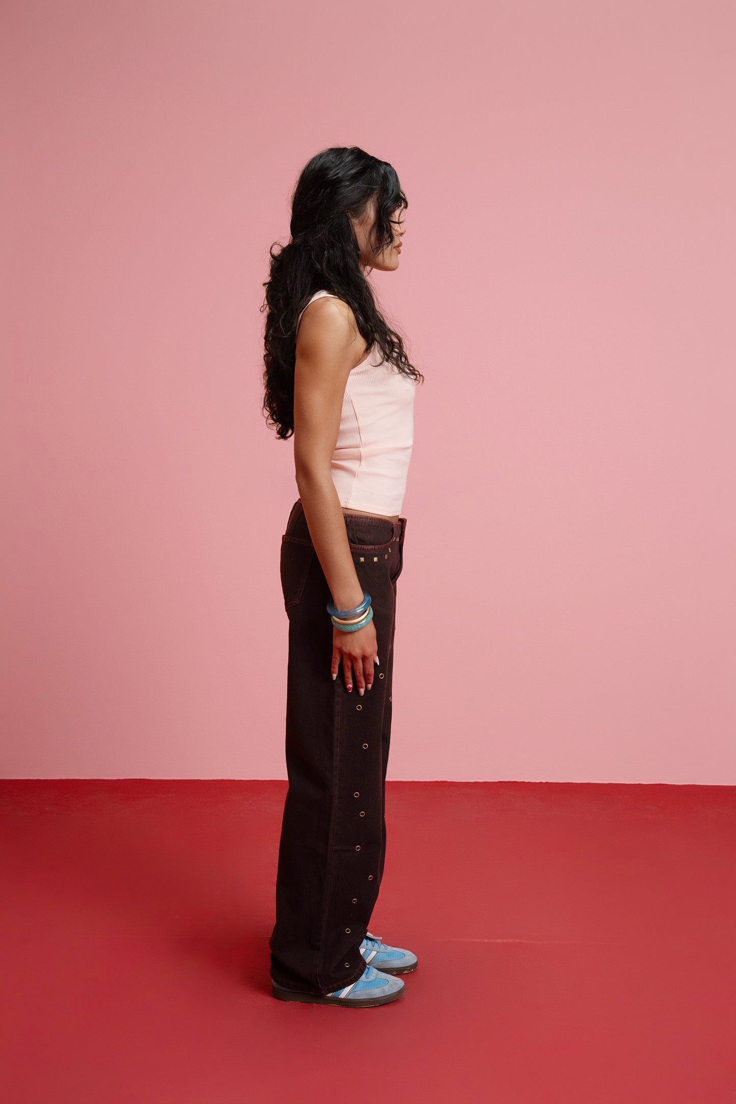 No Waist Denim Studs - Cielo Red